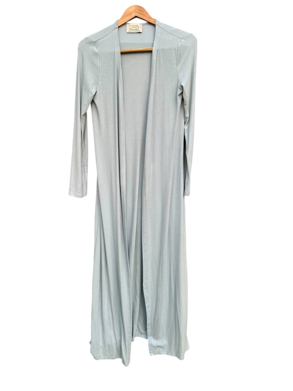 Long Gray Blue Cardigan Coverup Duster Size Large by Cutely Covered